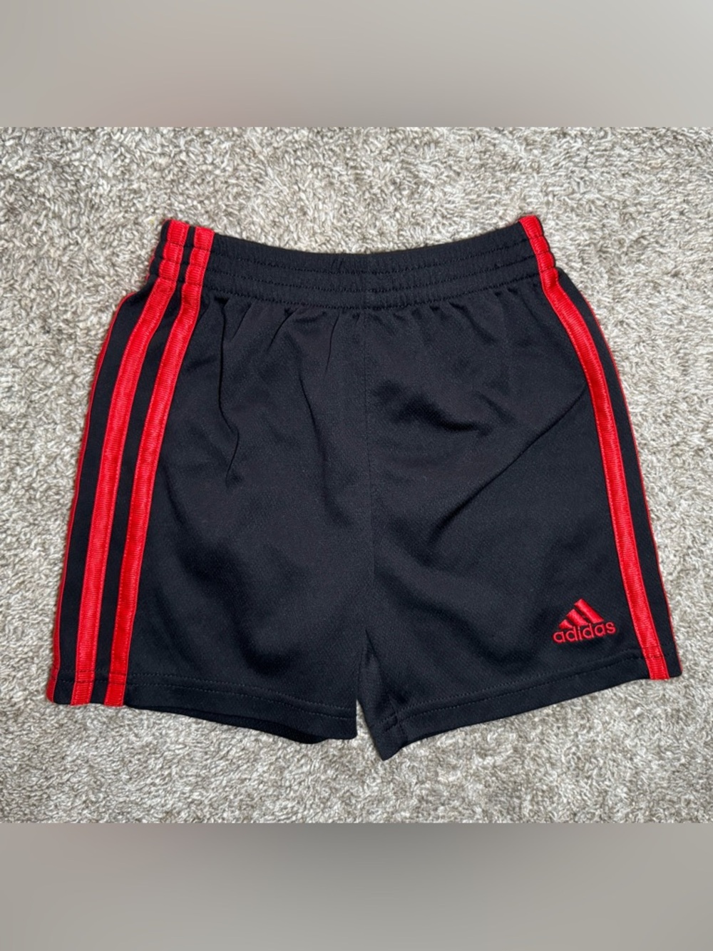 Adidas Toddler Shorts 3T Black Red Stripe Athletic Shorts